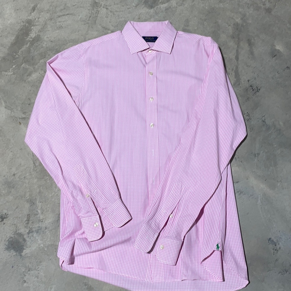 Like new Polo Pink checked dress shirt